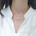 925 Sterling Silber Roségold Shell Perlenkette